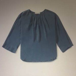Everlane shirred cupro blouse